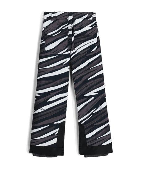Spyder Olympia Juinor Pant ski pant -- Tiger Polar colorway front view on model