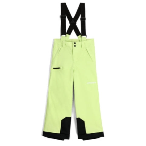 Spyder Propulsion Junior Pant ski pant -- Lime Ice colorway front view on model