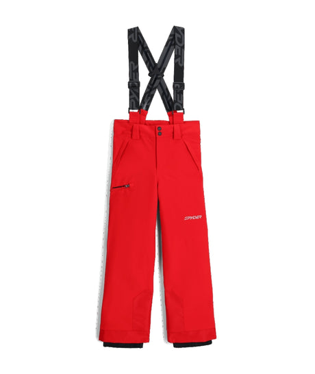 Spyder Propulsion Junior Pant ski pant -- Spyder Red colorway boot gaiter and cuff detail