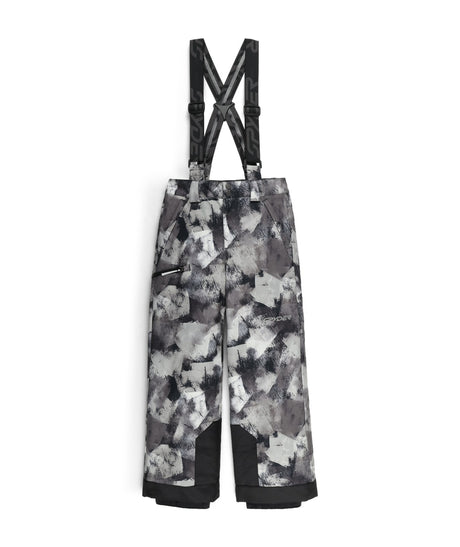 Spyder Propulsion Junior Pant 2026 ski pant -- Black Camo colorway boot gaiter and cuff detail