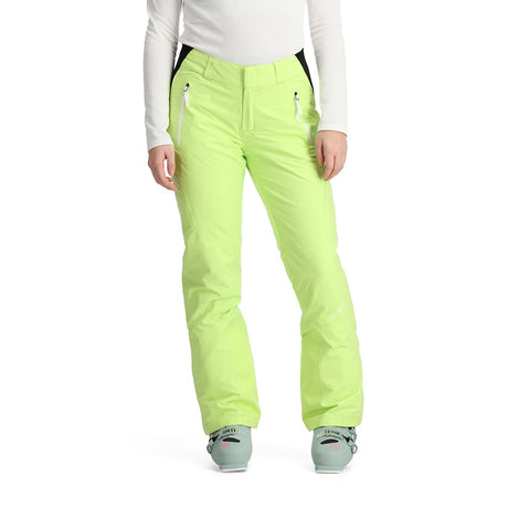 Spyder Revel Junior Pant ski pant -- Lime Ice colorway front view on model
