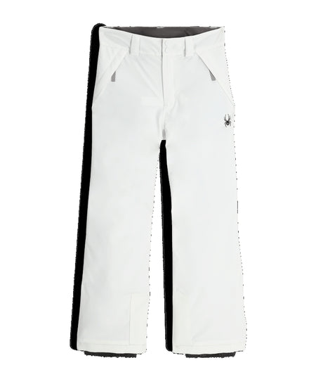 Spyder Revel Junior Pant ski pant -- White colorway waistband and suspender detail