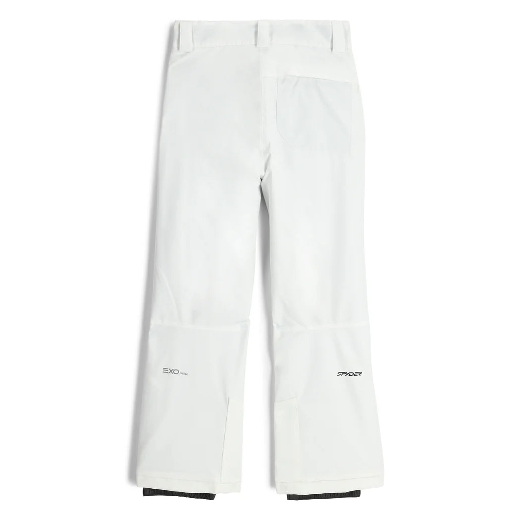 Spyder Revel Junior Pant ski pant -- White colorway front view on model