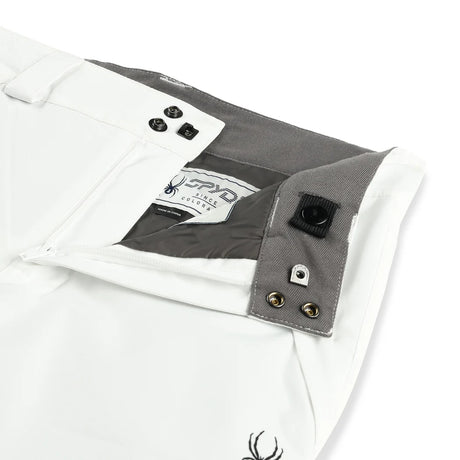 Spyder Revel Junior Pant ski pant -- White colorway boot gaiter and cuff detail