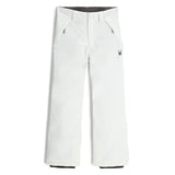 Spyder Revel Junior Pant ski pant -- White colorway boot gaiter and cuff detail