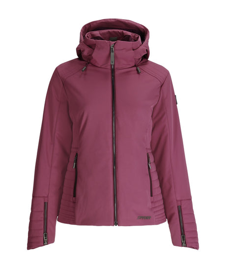 Spyder Schatzi Womens Jacket 2026 ski jacket -- front view on model showing insulated shell and hood at Willis Ski and Board