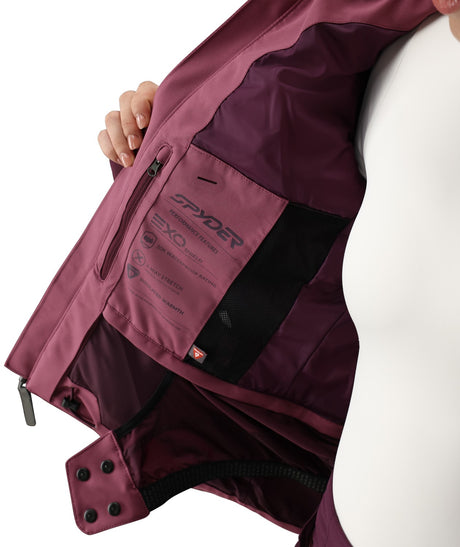 Spyder Schatzi Womens Jacket 2026 ski jacket -- Acai 4 colorway outside profile showing zippered pockets and seams