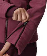 Spyder Schatzi Womens Jacket 2026 ski jacket -- Acai 6 colorway back view showing articulated powder skirt and fit