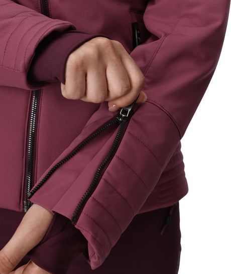 Spyder Schatzi Womens Jacket 2026 ski jacket -- Acai 6 colorway back view showing articulated powder skirt and fit
