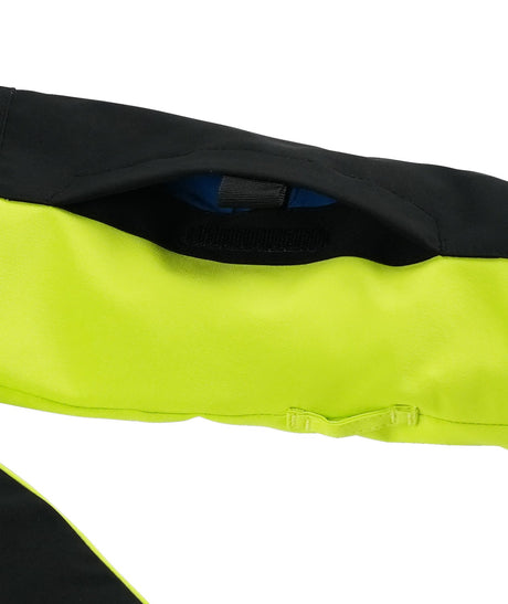 Spyder Slash Junior Jacket 2026 ski jacket -- Lime colorway back view showing articulated powder skirt and fit