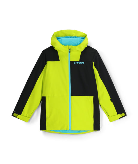 Spyder Slash Toddler Jacket 2026 ski jacket -- front view on model showing insulated shell and hood at Willis Ski and Board