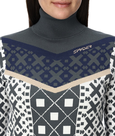 Spyder Stellar Womens Sweater 2026 product -- Slate Blue colorway detail view