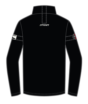 Spyder Wengen Bandit Mens Jacket 2026 ski jacket -- Black colorway front view on model with hood and cuffs