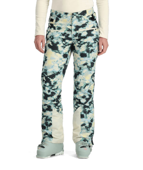 Spyder Winner Womens Pant ski pant -- Tie Dye Vanilla colorway front view on model