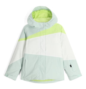 Spyder Zoey Jacket Junior ski jacket -- front view on model showing insulated shell and hood at Willis Ski and Board