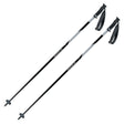 Swix Techlite ski poles in black with gray accents, a pair crossed on a white background showing the grips and baskets. Available at Willi's Ski Shop.