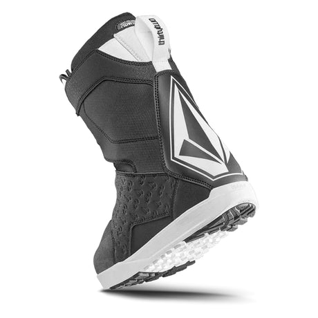 Thirtytwo Lashed Laced Volcom Snowboard Boots 2026 snowboard boot -- Black White colorway outside profile showing lacing