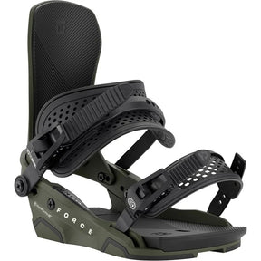 Union Force Snowboard Bindings 2026 snowboard binding -- Army Green Large colorway top view showing highback and straps