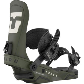 Union Force Snowboard Bindings 2026 snowboard binding -- Army Green Med colorway top view showing highback and straps