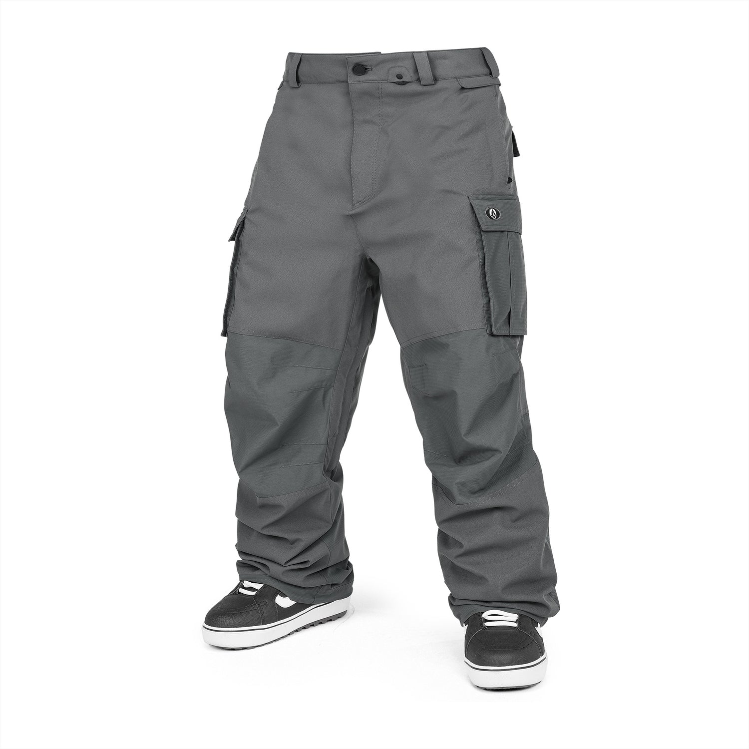 Volcom Nwrk Baggy Mens Pant ski pant -- Charcoal colorway back view showing seat and fit