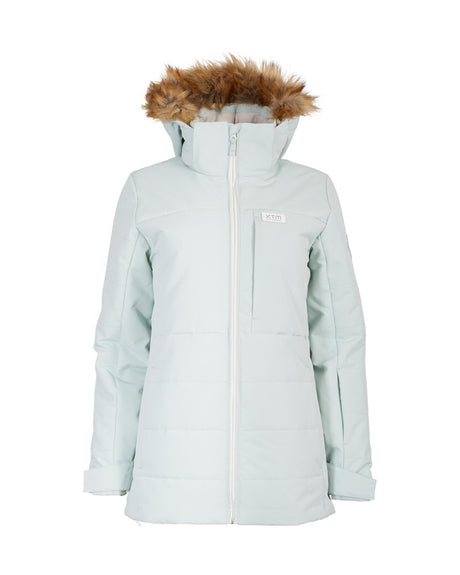 Xtm Province Womens Jacket 2025 ski jacket -- front view on model showing insulated shell and hood at Willis Ski and Board