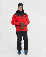 Xtm Quantum Mens Jacket 2026 ski jacket -- Crimson Red colorway detail view of hood lining and wrist cuff design