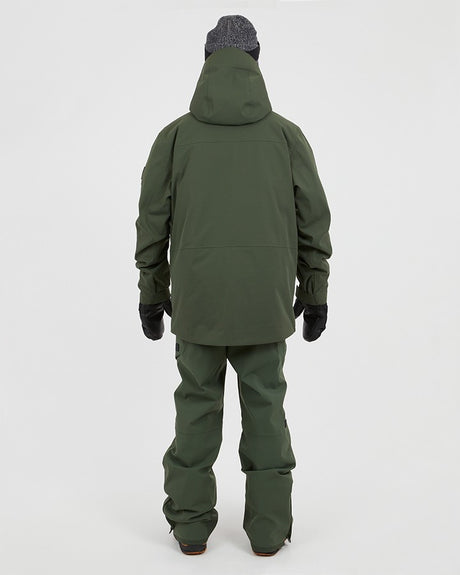 Xtm Ridge Line Mens Jacket 2026 ski jacket -- Ivy colorway front view on model with hood and cuffs