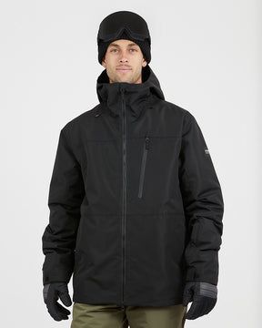 Xtm Traverse Iii Mens Jacket 2026 ski jacket -- Black colorway front view on model with hood and cuffs